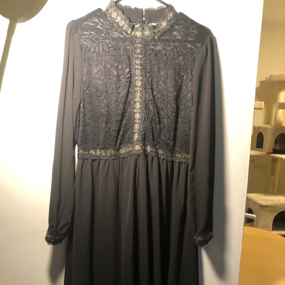 Large black long sleeve dress